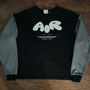 Nike Black Crewneck with Gray Sleeves and White AIR Graphic